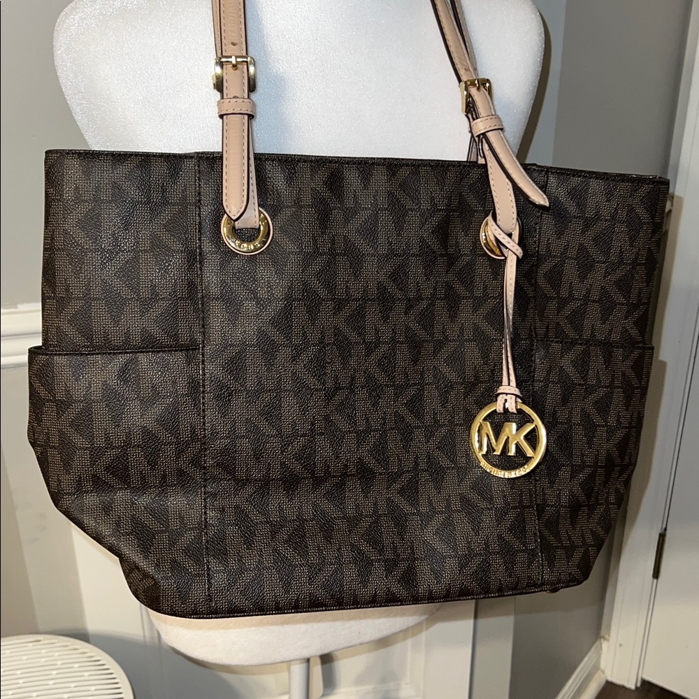 Michael Kors Brown Jet Set EW Signature Tote Shoulder Bag